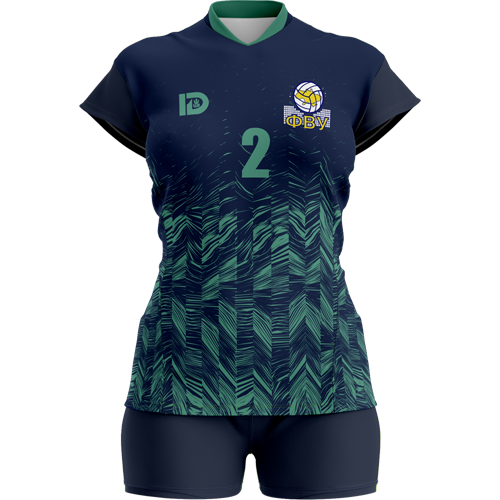 Волейбольна форма жіноча ID Sport М Темно-cиня з зеленим вставка ( 16440512)