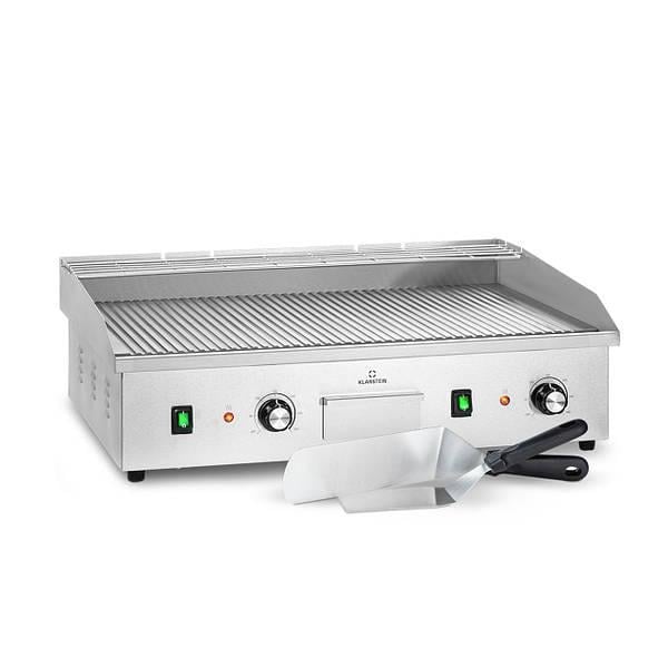 Поверхня гриля Grillmeile 4400 Electric Grill Plancha 2x2200W ребриста з нержавіючої сталі