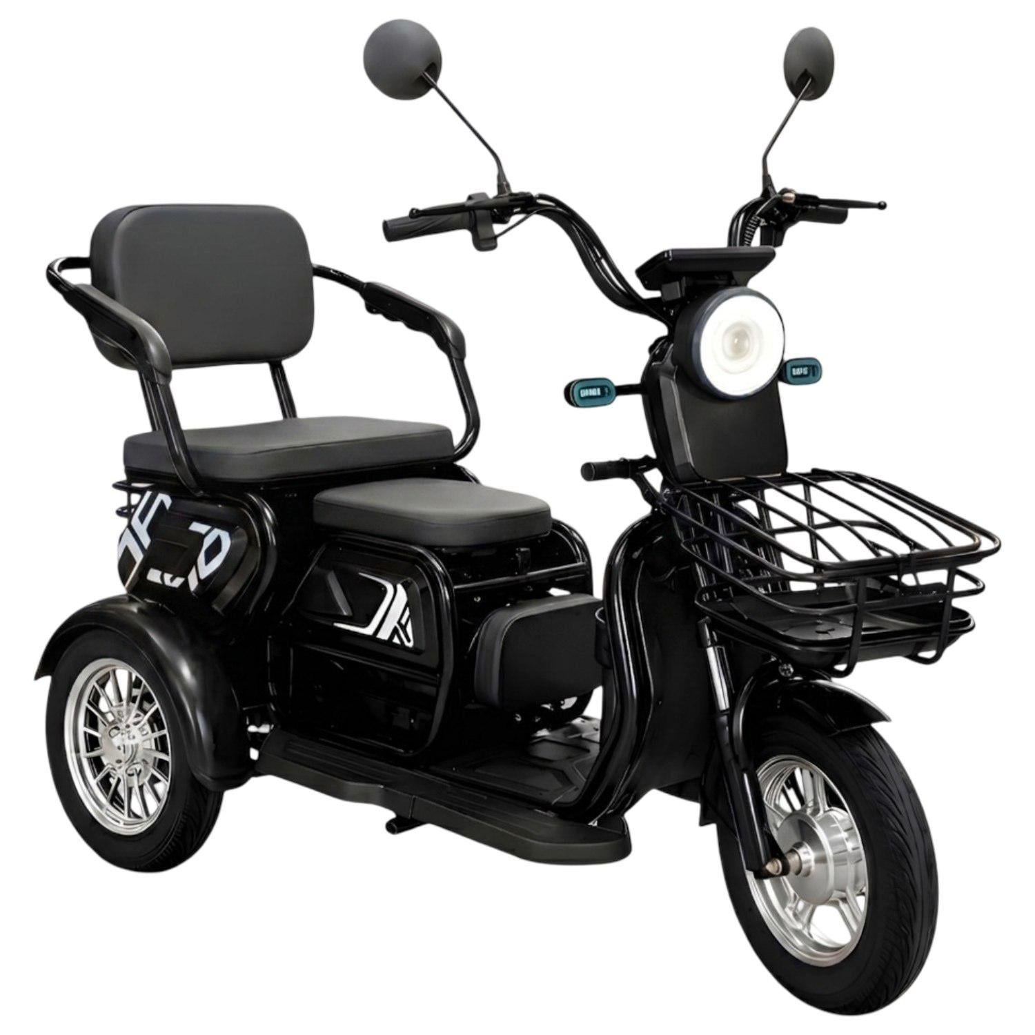 Електроскутер триколісний 0268/МК TRIVARO 600W з двома сидіннями/амортизацією та сигналізацією Чорний (35221512)