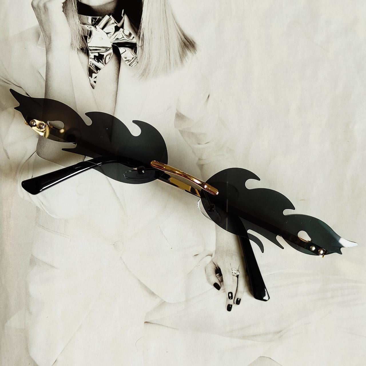 Очки узкие огонь пламя Черный