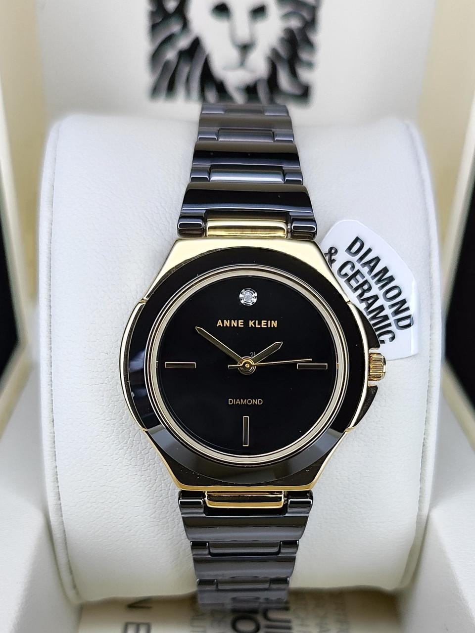 Наручные часы женские Anne Klein AK/5112GPBK с черным циферблатом и керамическим браслетом