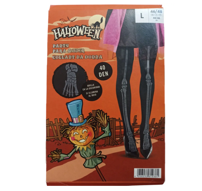 Колготки на Хэллоуин фосфорные 40 den L Черный (614381)