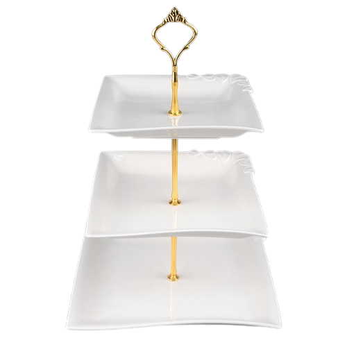 Фруктовница фарфор Stenson MC4877 Edge 3-х ярусная 7-8-10 White (575626)