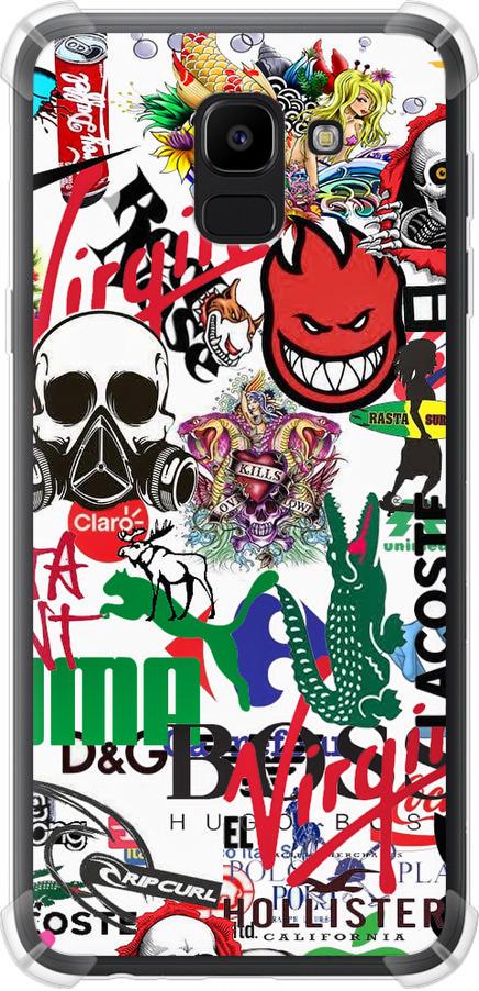 Чехол на Samsung Galaxy J6 2018 Many different logos (4022sp-1486-42517) Чехол на Samsung Galaxy J6 2018 Many different logos (4022sp-1486-42517)