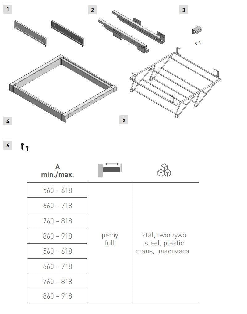 Полиця для взуття GTV Elite з дотягом 700 мм Чорний (WG-POBUW70-20) - фото 5 Полиця для взуття GTV Elite з дотягом 700 мм Чорний (WG-POBUW70-20) - фото 5