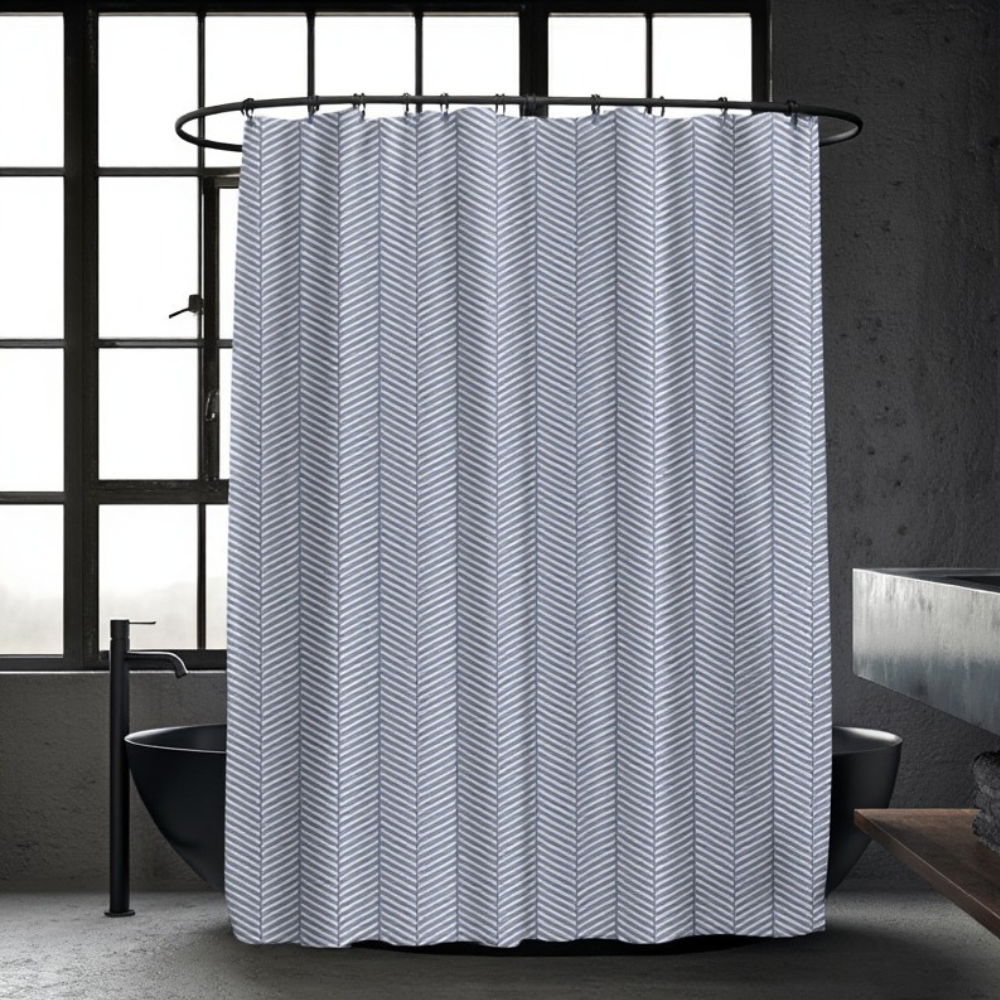 Шторка для ванной комнаты и душа с кольцами 180x180 см водоотталкивающая с крючками Гранит/Белый