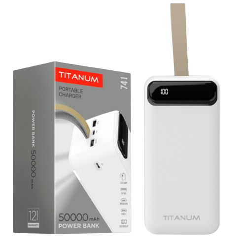 Повербанк TITANUM TPB-741-W 50000 mAh Білий