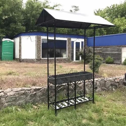 Мангал с крышей на 9 шампуров с дровником (3-17-МК9-4Д) - фото 2 Мангал с крышей на 9 шампуров с дровником (3-17-МК9-4Д) - фото 2