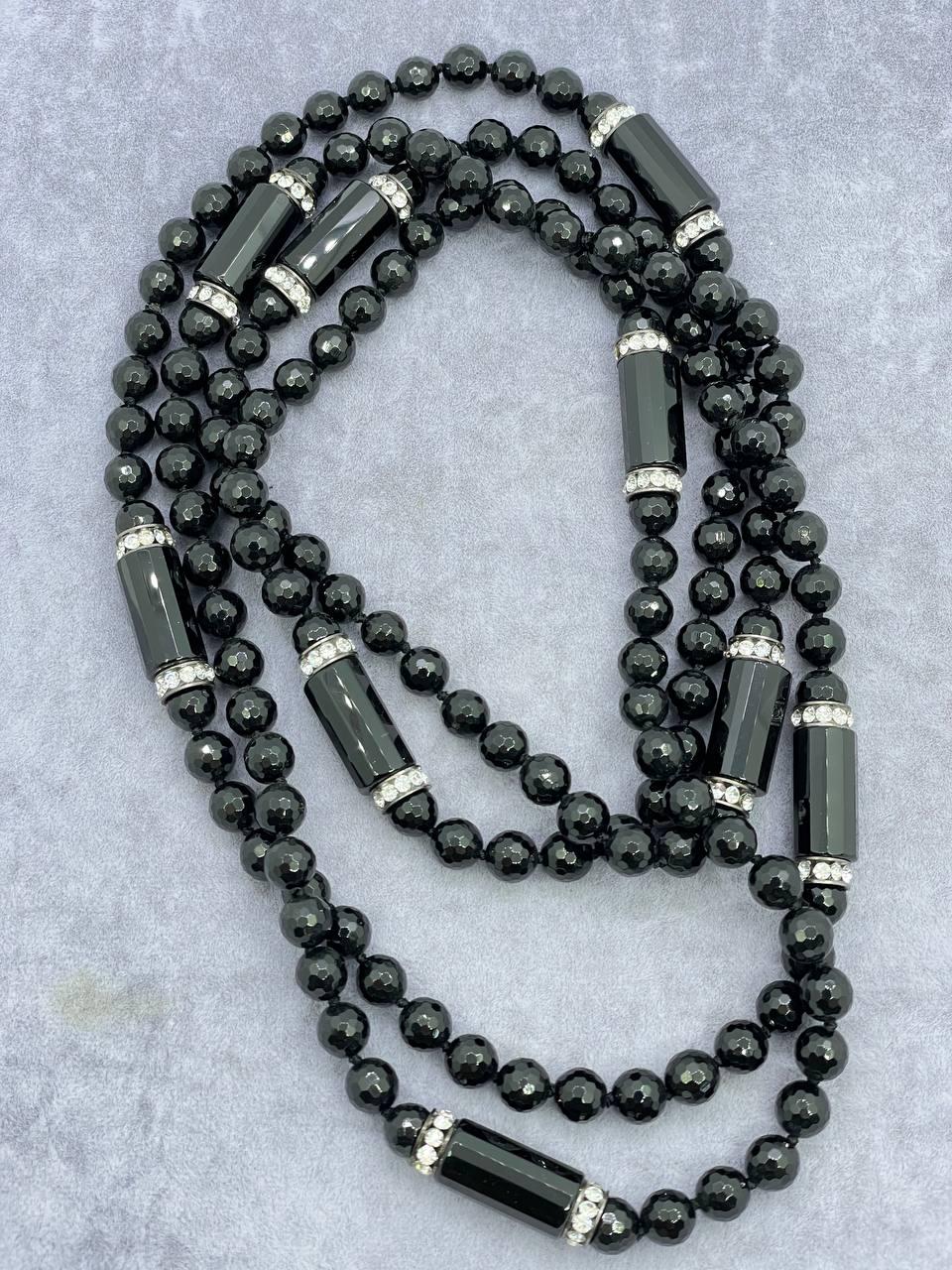 Намисто агат 150 см Чорний (9868)