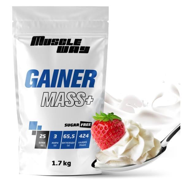 Гейнер вуглеводно-білковий для набору маси MuscleWay GAINER MASS+ Sugar Free у порошку 1,7 кг Крем-вершки (21-125-g-mw-rs1,7,7)