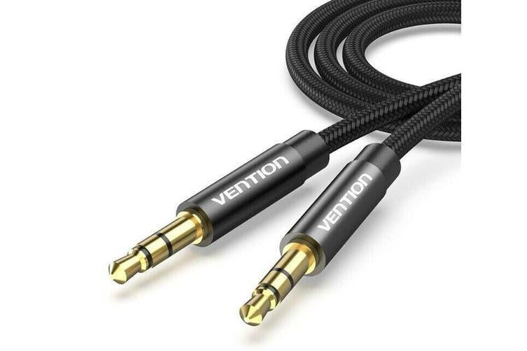 AUX аудио кабель Vention Audio 3,5 мм Metal Type в тканевой оплетке 3 м Black (BAGBI)