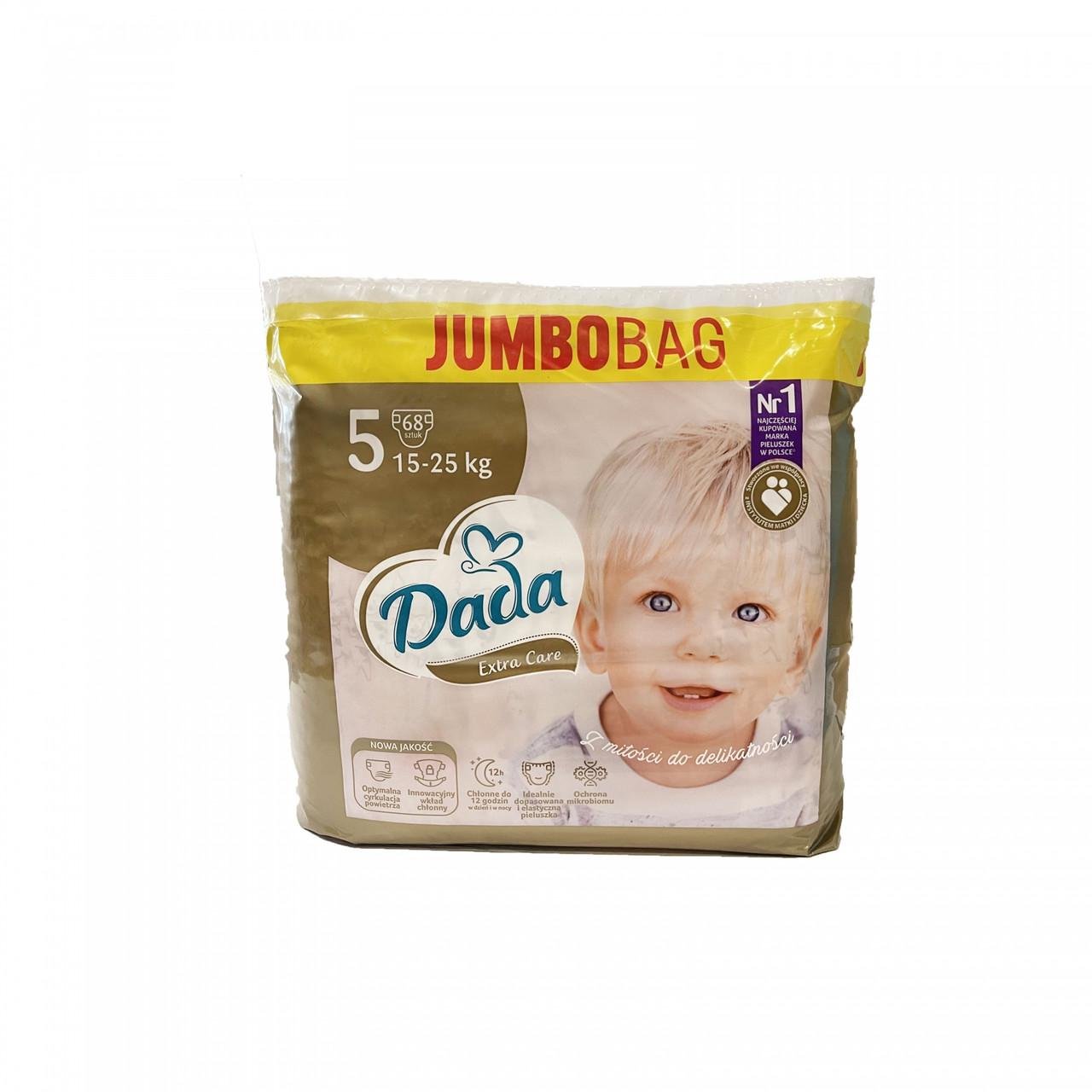 Підгузки дитячі одноразові Dada Extra Care Jumbobag р. 5 Junior 15-25 кг 68 шт. (1838195558) Підгузки дитячі одноразові Dada Extra Care Jumbobag р. 5 Junior 15-25 кг 68 шт. (1838195558)