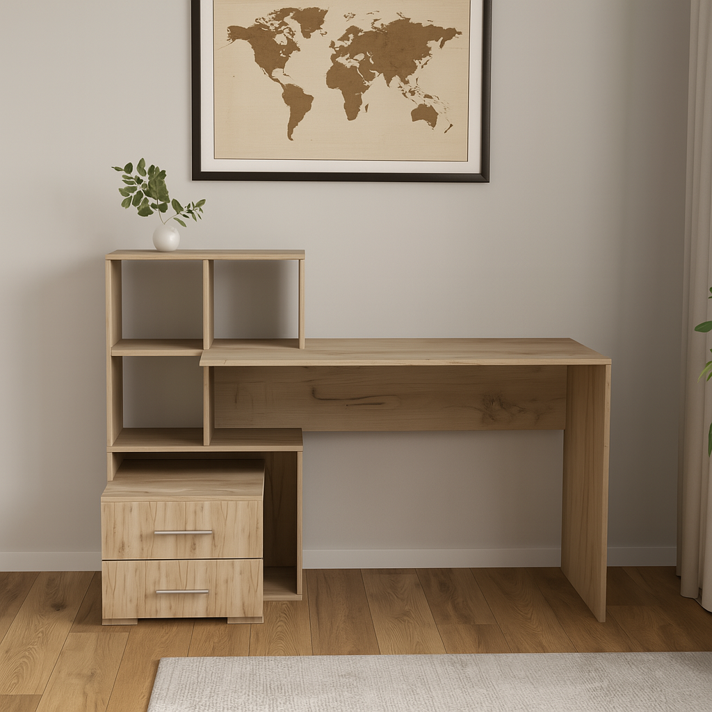 Стіл письмовий СП9 2Я SENAM 1040х1400х600 мм ДСП Дуб Крафт Сірий - фото 1 Стіл письмовий СП9 2Я SENAM 1040х1400х600 мм ДСП Дуб Крафт Сірий - фото 1