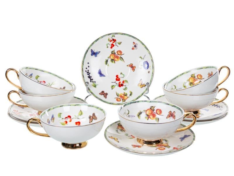 Чайный набор Lefard Flavory на 6 персон чашки с золотой каймой 200 мл Белый (975-071)