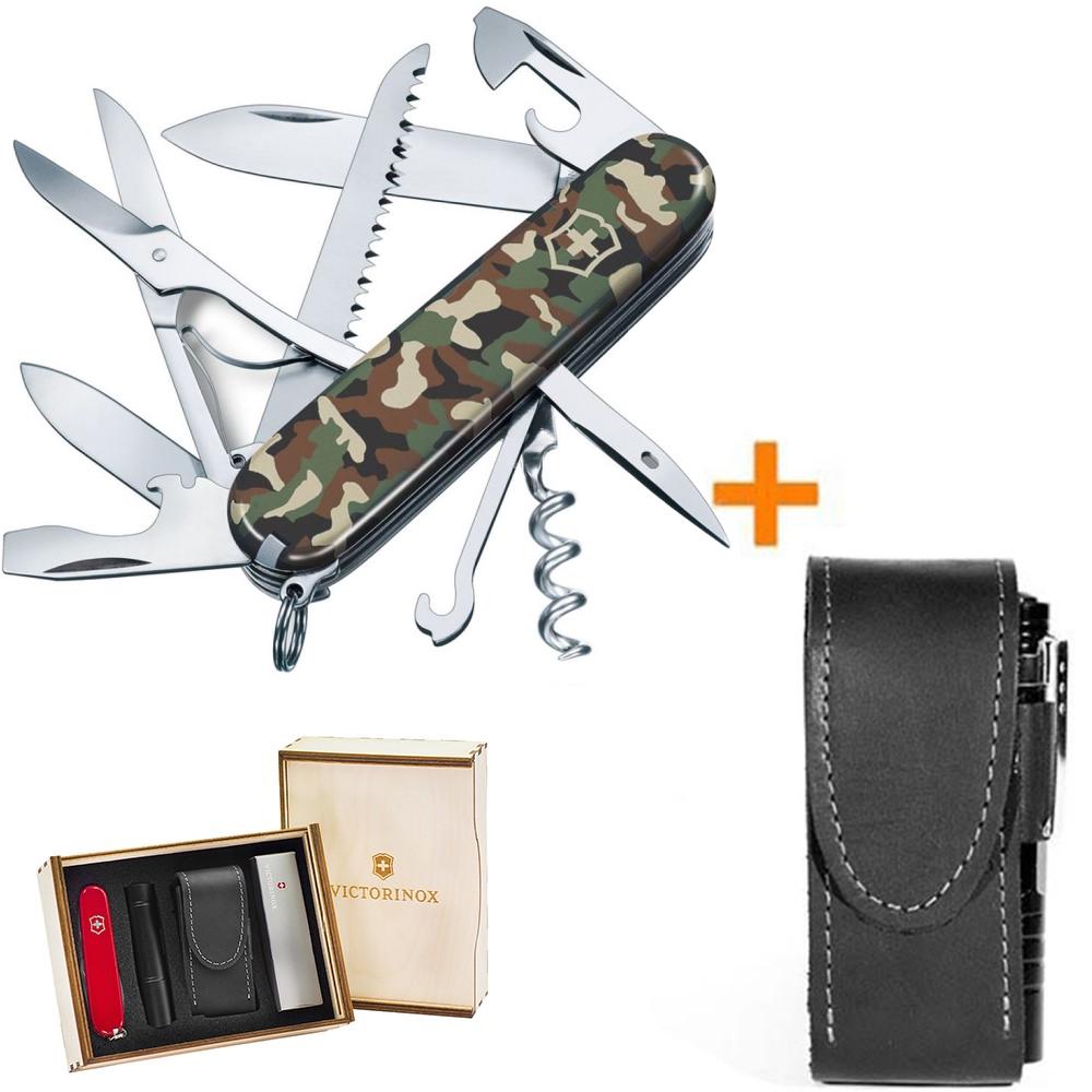 Комплект нож Victorinox Huntsman Millitary 1.3713.94/чехол с фонариком - фото 15