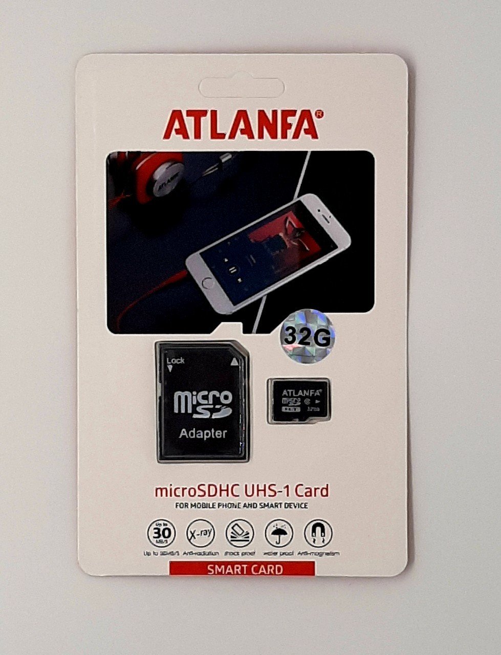 Карта памяти micro sd Atlanfa 32 Гб с адаптером 10 class Черный