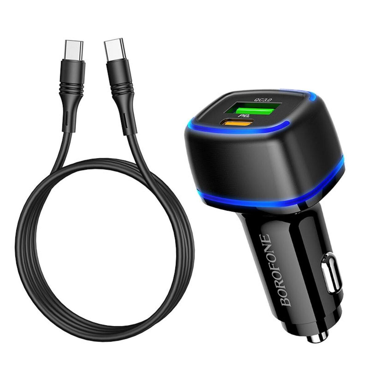 Зарядний пристрій автомобільний Borofone 2USB 1х Type-C Port QC3.0 Mercury Car Charger (6931474740045)