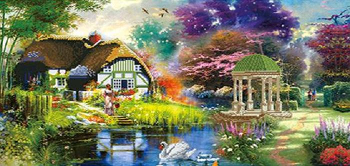 Набор для вышивки крестиком Беседка лебедь частичная зашивка 63х35 см (1483) Набор для вышивки крестиком Беседка лебедь частичная зашивка 63х35 см (1483)