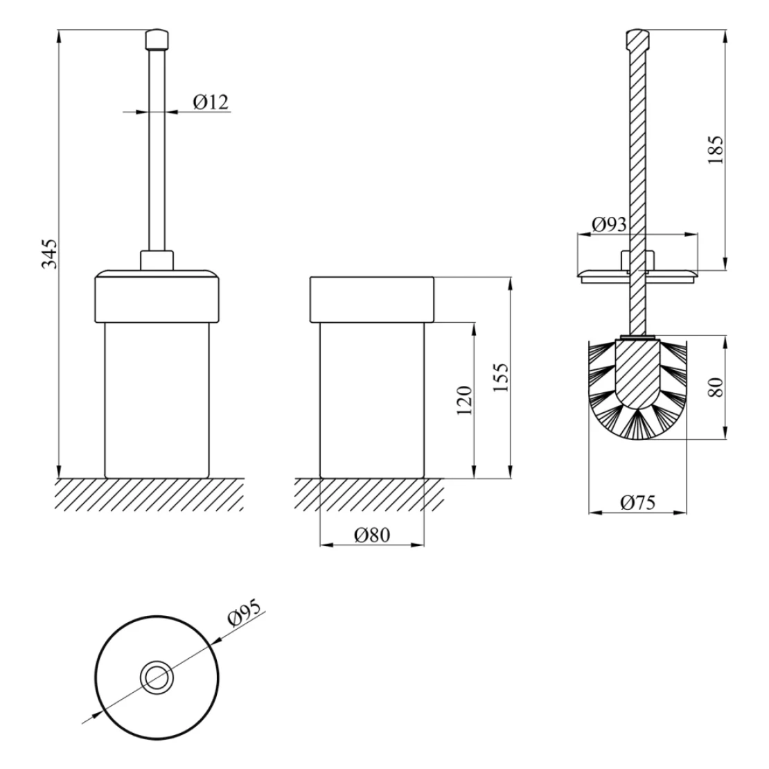Йоржик для унітаза підлоговий Kroner KRM Rizze ACG323-1 (SVR-CV022912) - фото 2