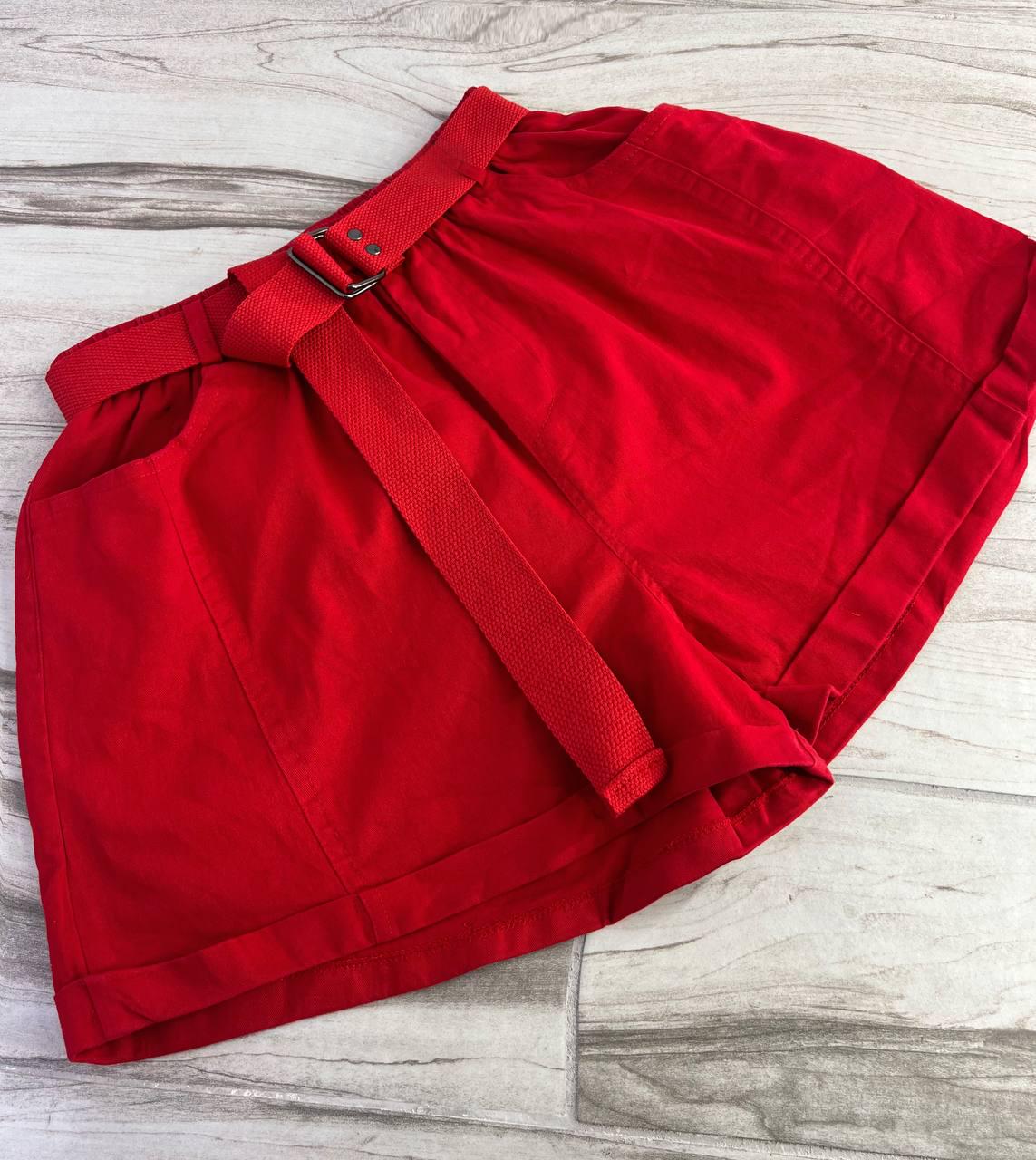 Шорти жіночі A-N 5701 мом на резинці з ременем короткі M 80 см 105 см Червоний - фото 2 Шорти жіночі A-N 5701 мом на резинці з ременем короткі M 80 см 105 см Червоний - фото 2