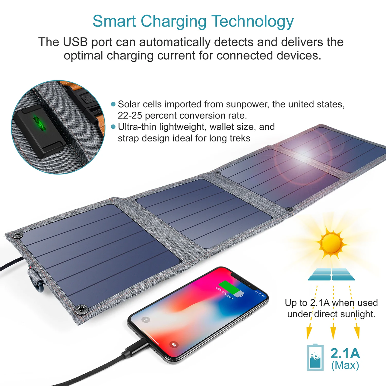 Зарядная солнечная станция, портативная солнечная панель Choetech Sun Charging Station 14W, Black (SC004) - фото 7 Зарядная солнечная станция, портативная солнечная панель Choetech Sun Charging Station 14W, Black (SC004) - фото 7