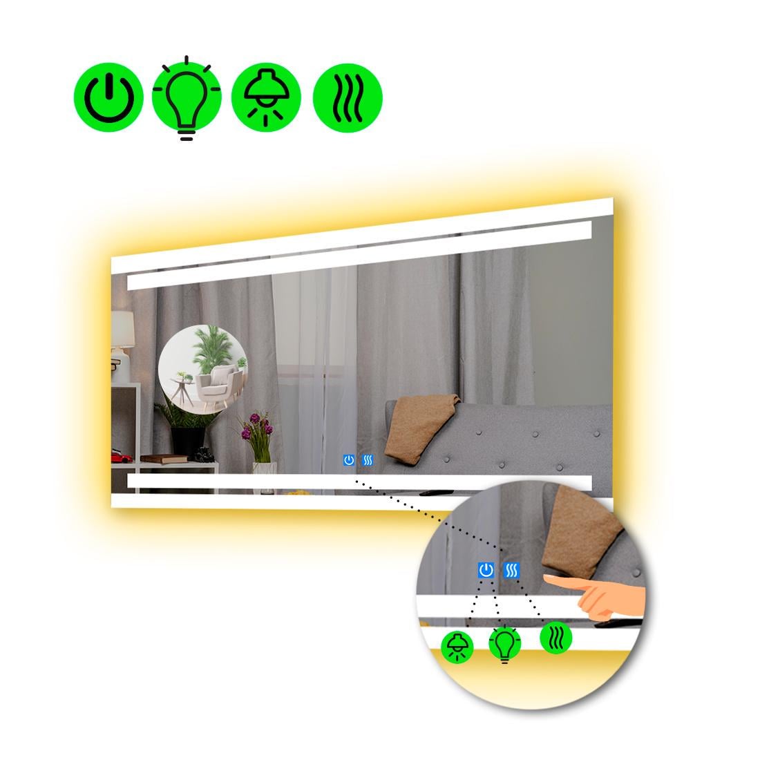 Зеркало с LED подсветкой Letizia с двумя сенсорами и подогревом 70x60 см (8776262) Зеркало с LED подсветкой Letizia с двумя сенсорами и подогревом 70x60 см (8776262)