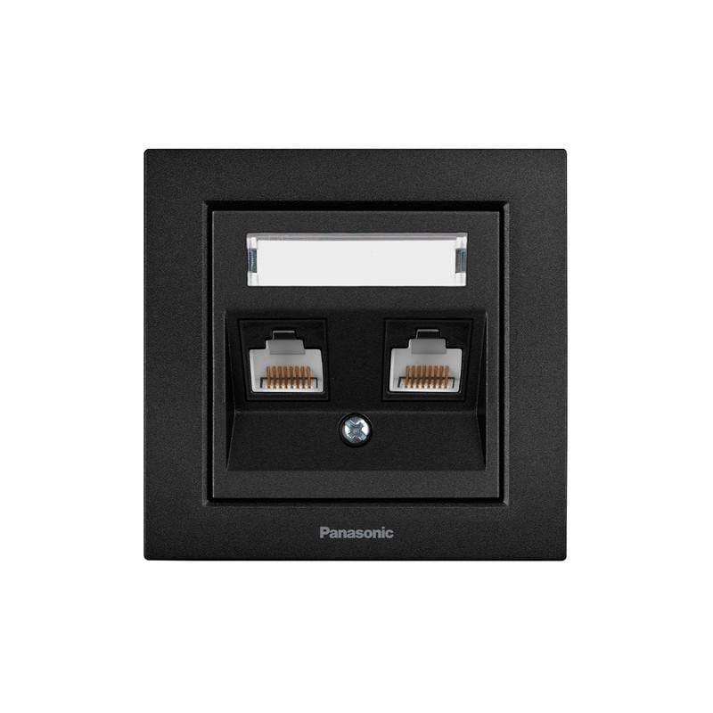 Розетка комп'ютерна Panasonic Karre Plus 55 2xRJ45 кат.5е ABS Чорний (WDTC94232BL-UA1) Розетка комп'ютерна Panasonic Karre Plus 55 2xRJ45 кат.5е ABS Чорний (WDTC94232BL-UA1)