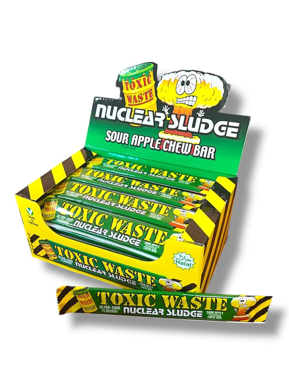 Конфеты жевательные Toxic Waste Sour Apple Chew Bar Зеленое яблоко 50 шт. 20 г (00000006445)