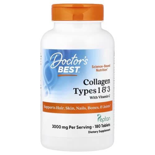 Коллаген Doctor's Best Collagen Types 1 and 3 with Vitamin C 1,000 мг 180 Tablets (DRB-00204)