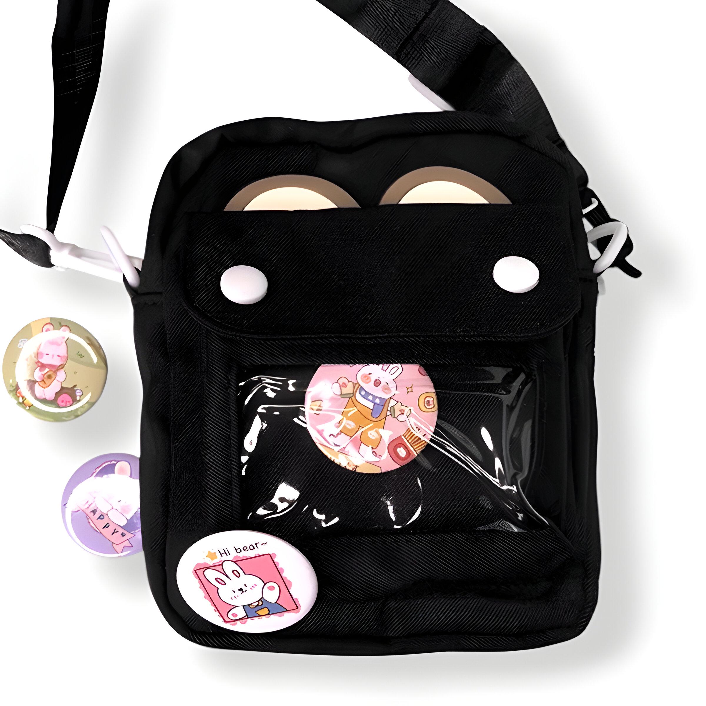 Сумка детская кросс-боди со значками 20х16х7 см Черный (25-573) Сумка детская кросс-боди со значками 20х16х7 см Черный (25-573)