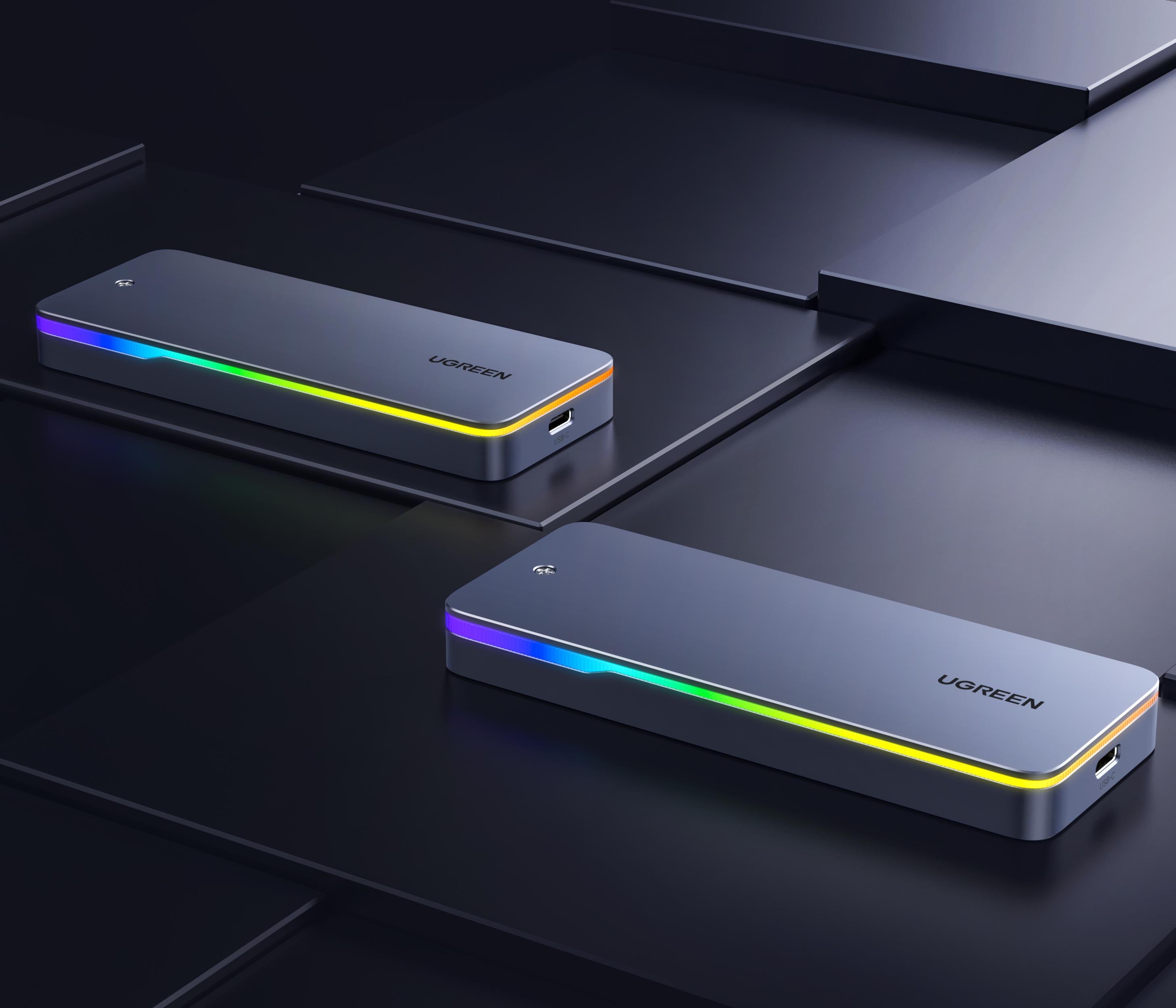 Карман для жестких дисков внешний UGREEN CM777 20 Gbps M.2 NVMe to USB 3.2/Type-C Grey (25665) - фото 5