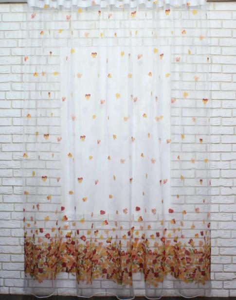 Тюль с крупным принтом органза Прозрачный/Красный/Оранжевый (823т) - фото 3 Тюль с крупным принтом органза Прозрачный/Красный/Оранжевый (823т) - фото 3