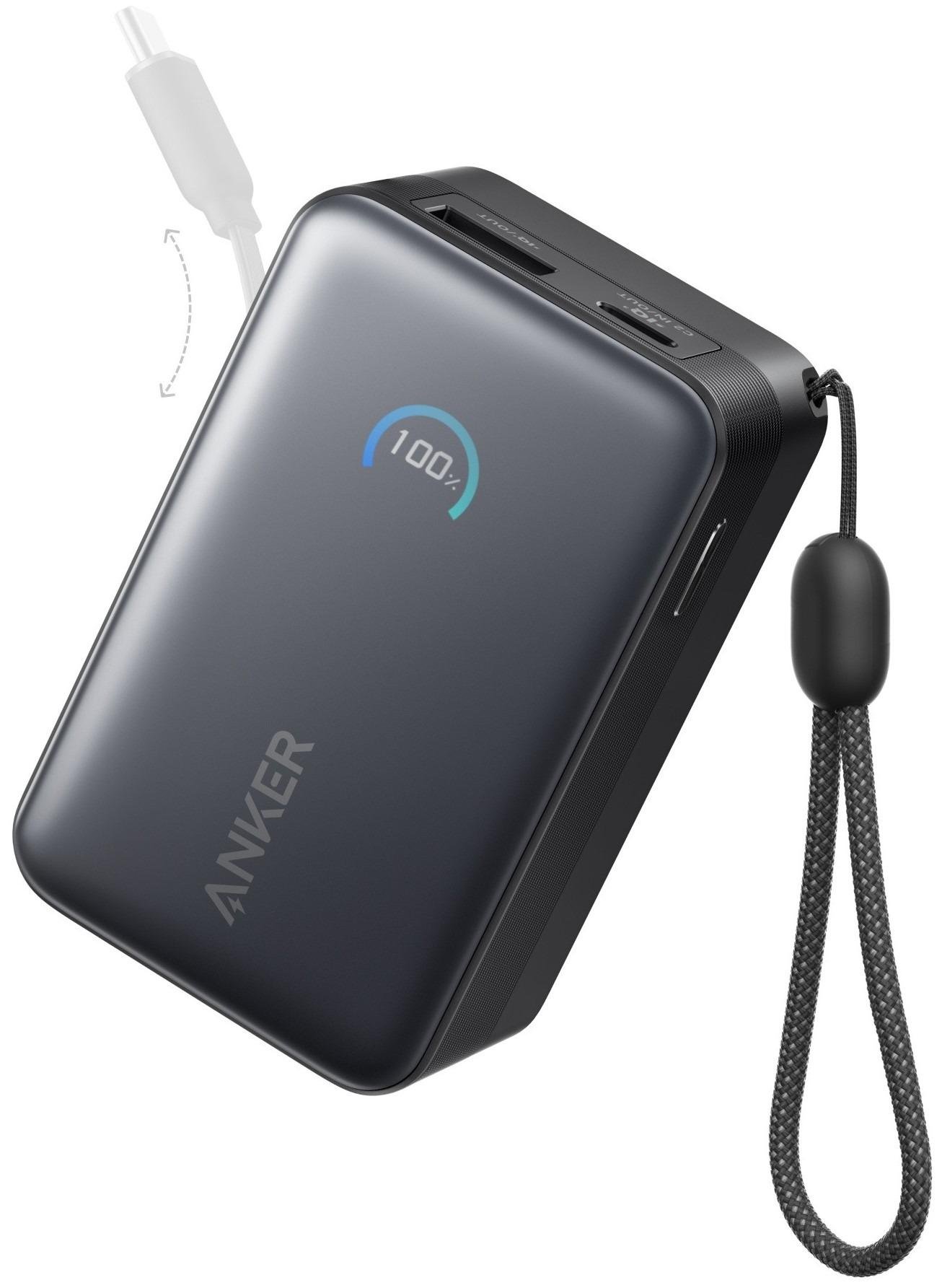 Повербанк Anker Nano 10000 mAh 45W со встроенным кабелем USB-C и портами USB-C/USB-A Черный (A1638H11)