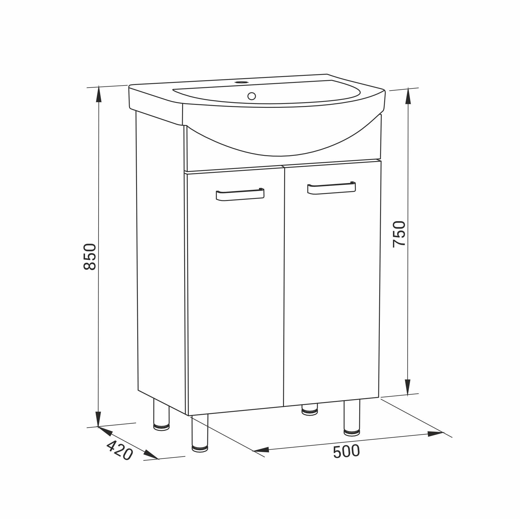 Тумба с умывальником RJ SOFT RJFU023-0150WHSET RJFU023-0150WH+L81950000 50x85x42 см Белый (172533) - фото 2