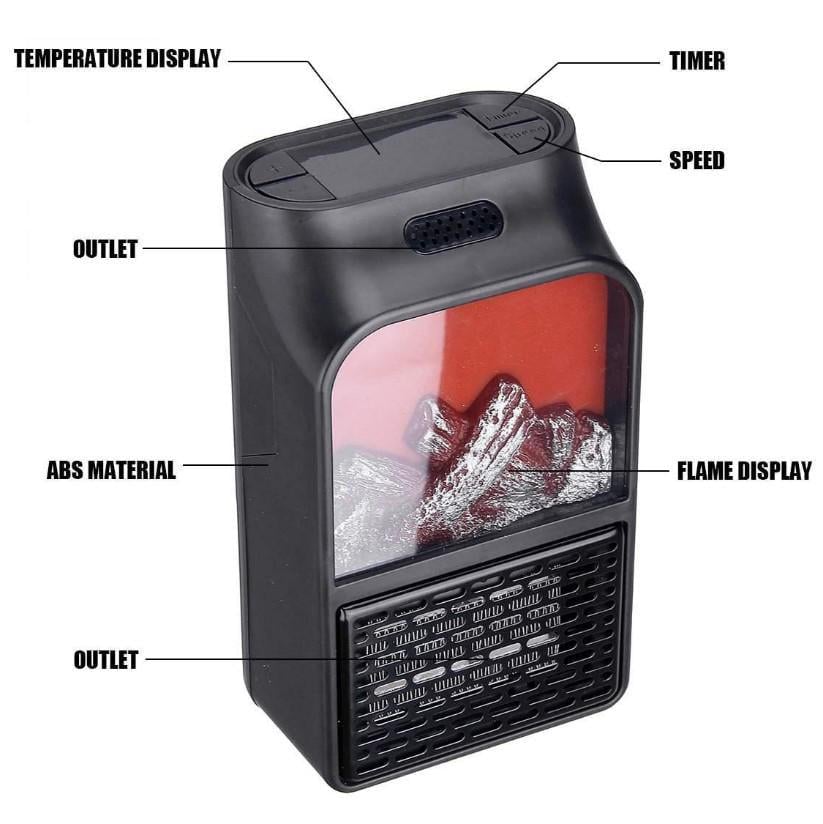 Камин-обогреватель компактный Flame Heater 500 Вт с дисплеем и дистанционным управлением (1756375336) - фото 7