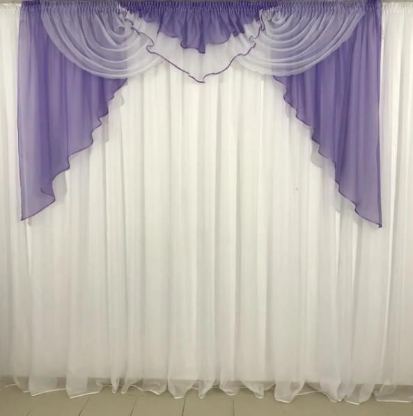Ламбрекен на карниз в гостиную/спальню шифон 2 м Сиреневый (102)