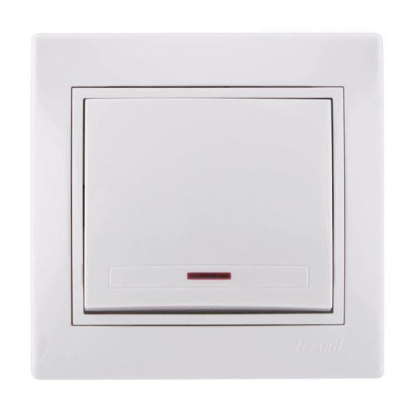 Выключатель одноклавишный с подсветкой и белой вставкой Lezard Mira Белый (00000000552)