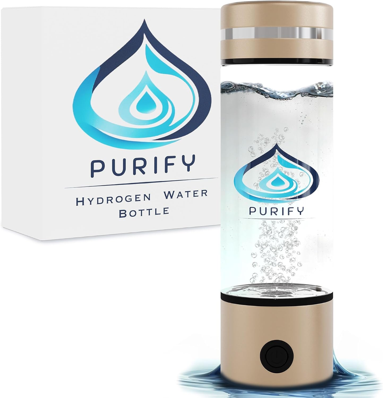 Пляшка для води PURIFY Gold 330 мл з технологією SPE/PEM боросилікатне скло (3067229119)