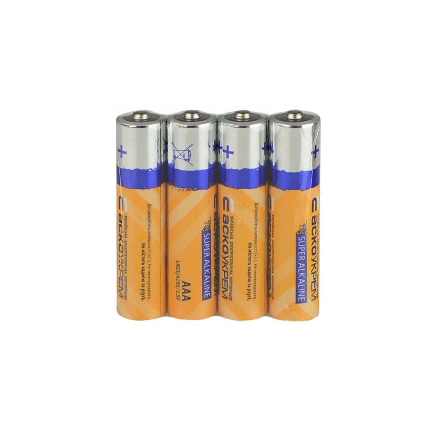 Батарейка АСКО-УКРЕМ ААА щелочная 1,5V shrink 4 шт. (Аско.LR03.SP4)