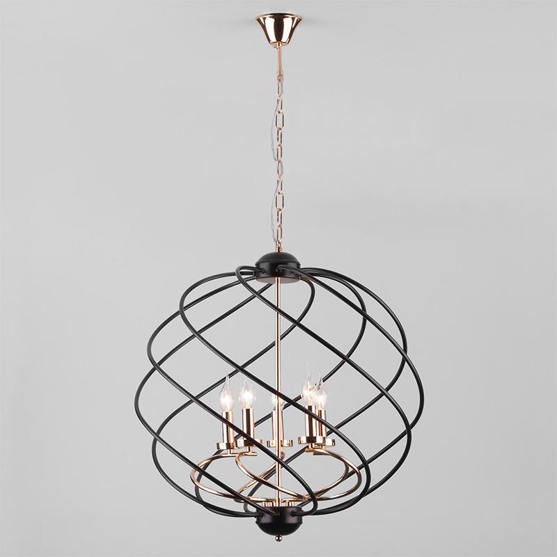 Люстра підвісна Light House NM-15877/5 FGD+BK Свічки на п'ять ламп Золотий з чорним