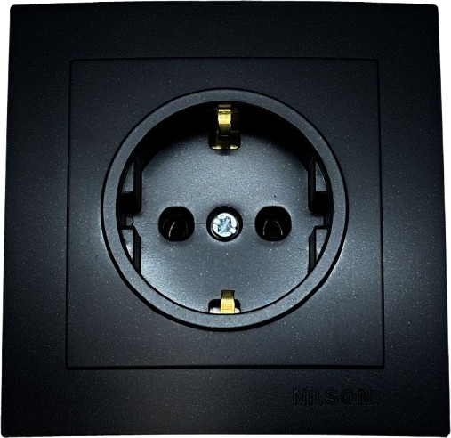 Розетка одинарная с заземлением Nilson Touran Черный матовый (00000024434)