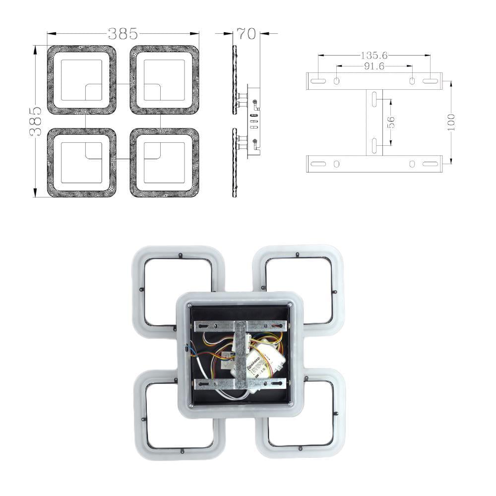 Люстра-смарт світлодіодна ESLLSE ROOM 70W 4S з підсвічуванням RGB 385×385×75 мм Чорний - фото 5 Люстра-смарт світлодіодна ESLLSE ROOM 70W 4S з підсвічуванням RGB 385×385×75 мм Чорний - фото 5