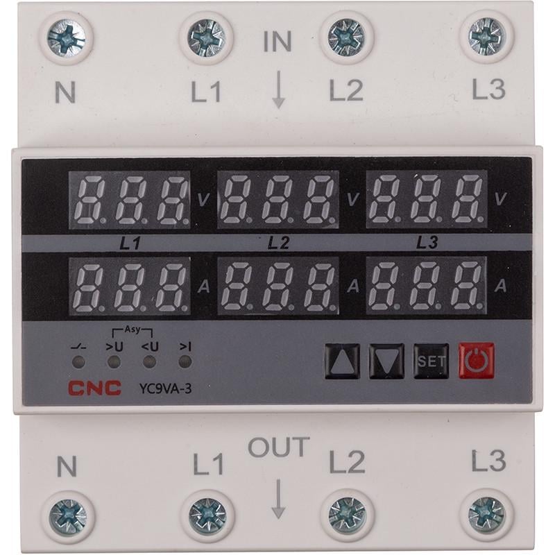 Реле контролю напруги та струму CNC YC9VA-3 63A