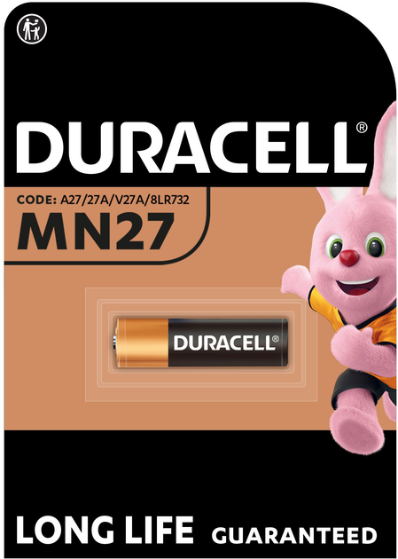 Батарейка щелочная Duracell A27/27A/V27A/8LR732 MN27 12 В (3836)