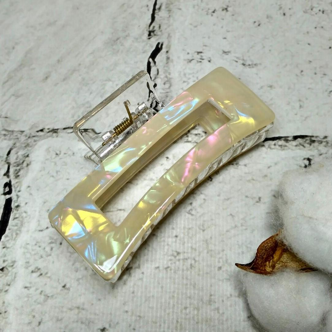 Крабик для волос Перламутровый заколка зажим 8,5 см Кремовый (261718-5)