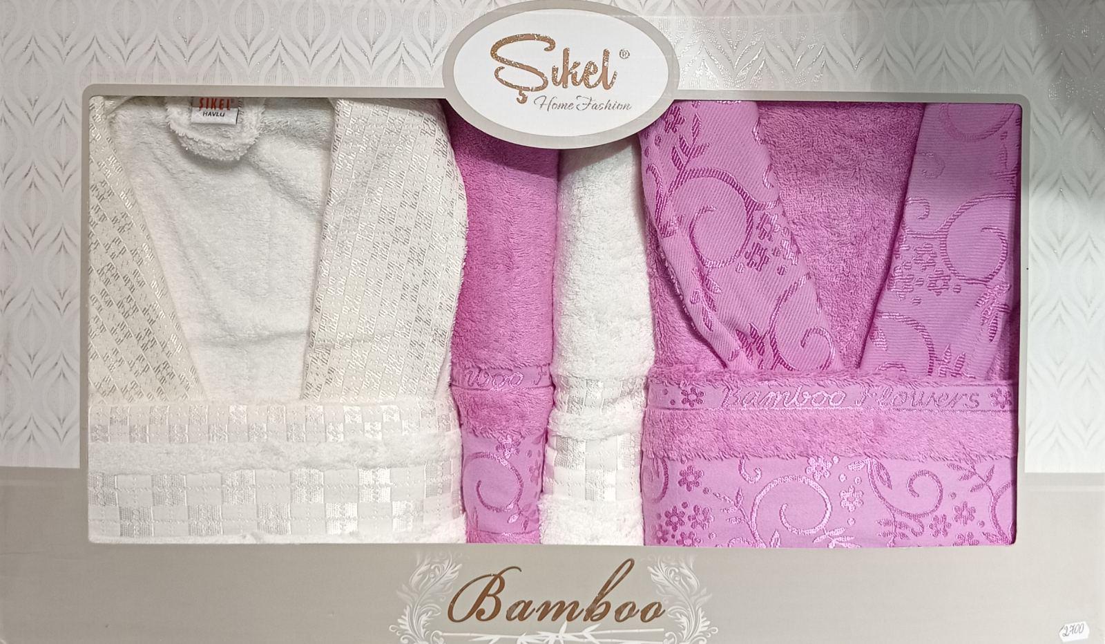 Халат-набор Sikel Bamboo Pink/White (CN19052)