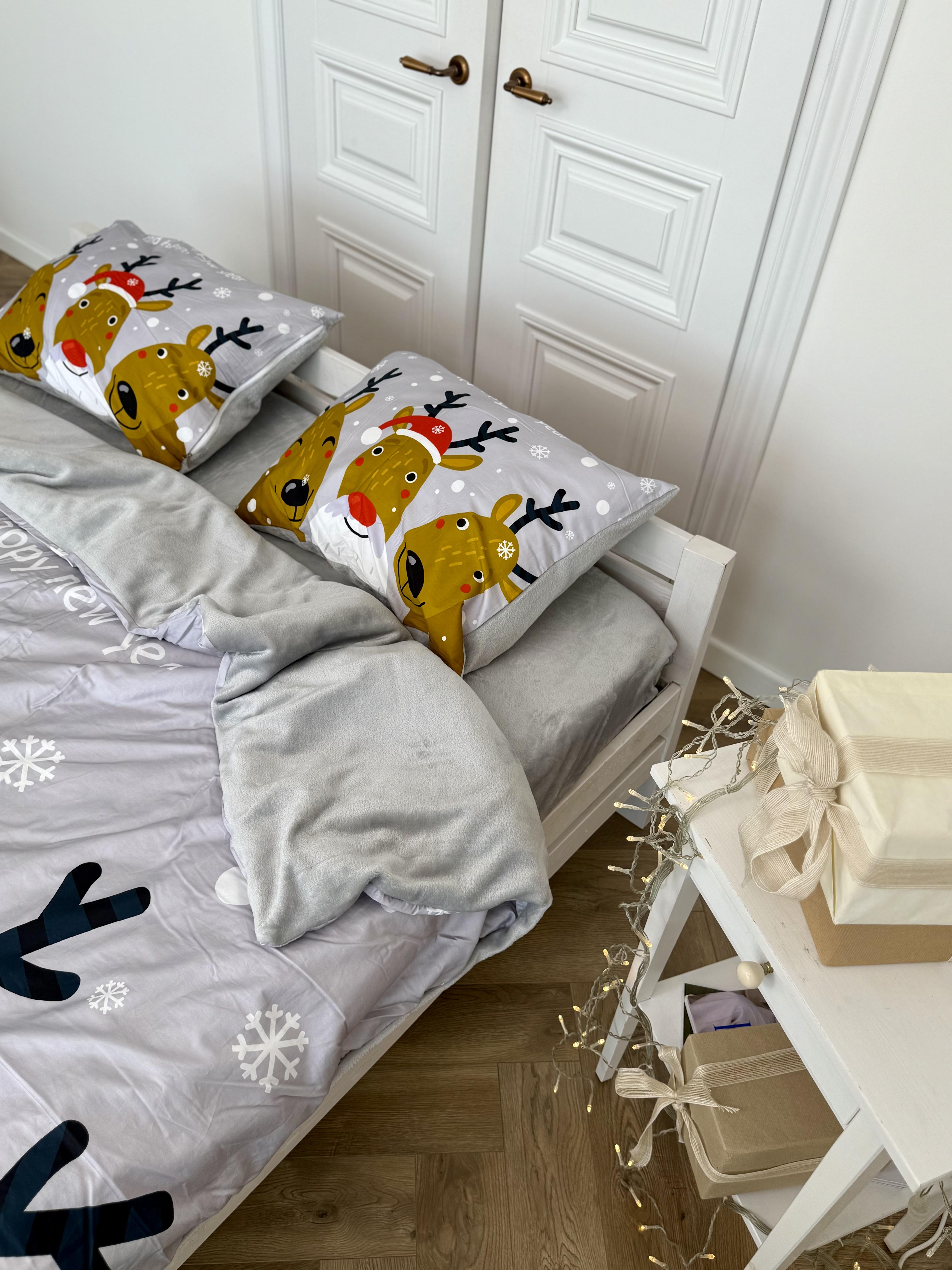 Комплект постельного белья Рождественские Лене плюш/сатин полуторный/наволочки 50х70 см (9008) - фото 7 Комплект постельного белья Рождественские Лене плюш/сатин полуторный/наволочки 50х70 см (9008) - фото 7