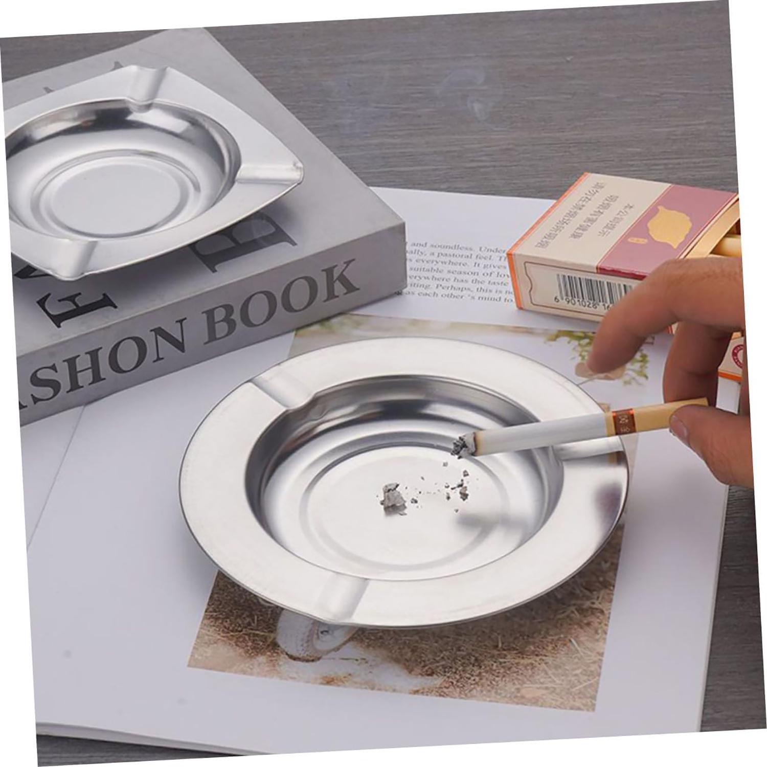 Попільничка з нержавіючої сталі з трьома виїмками для цигарок d 12 см (87415) - фото 10 Попільничка з нержавіючої сталі з трьома виїмками для цигарок d 12 см (87415) - фото 10