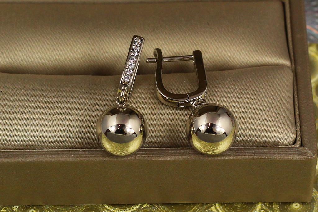 Серьги подвески Xuping Jewelry Шарики 10 мм 2,5 см Серебристый