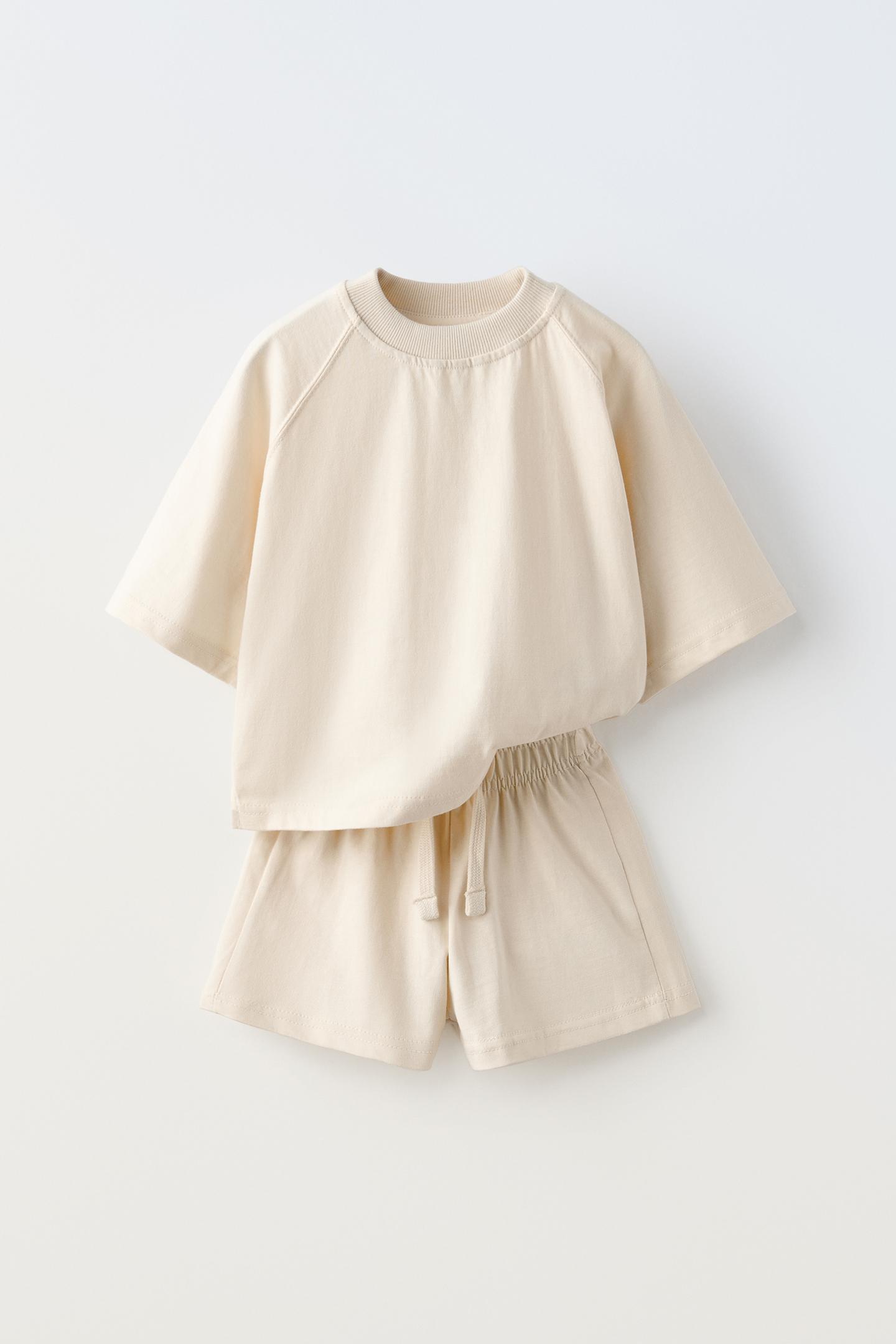 Костюм летний футболка и шорты для девочки Zara 134 см Бежевый (0257703805)